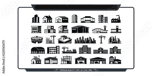Building and Architecture Icon Set Vector Design