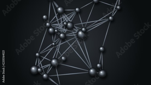 Abstract Modern Network Background with Connected Black Spheres and Geometric Gray Lines