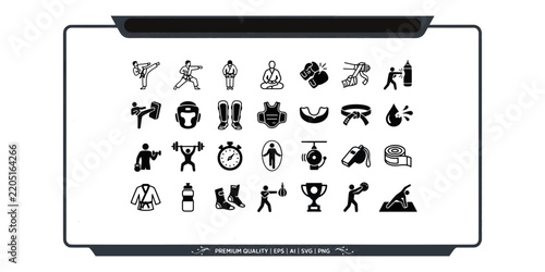 Karate Martial Arts Icon Set Vector Design