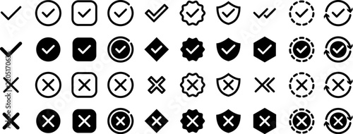 Check Mark and Cross Mark Symbol Collection in Outline and Solid Styles