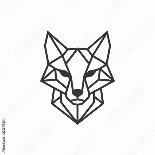 Geometric fox head portrait made of lines with a stylish low poly geometric