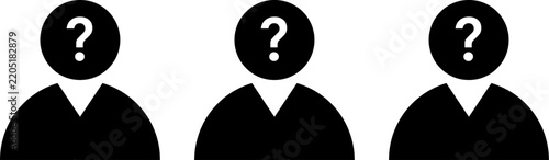 Three candidates whose identities are still being kept secret. Mystery candidate concept featuring a mysterious and unidentified person representing an unknown political candidate, election uncertaint