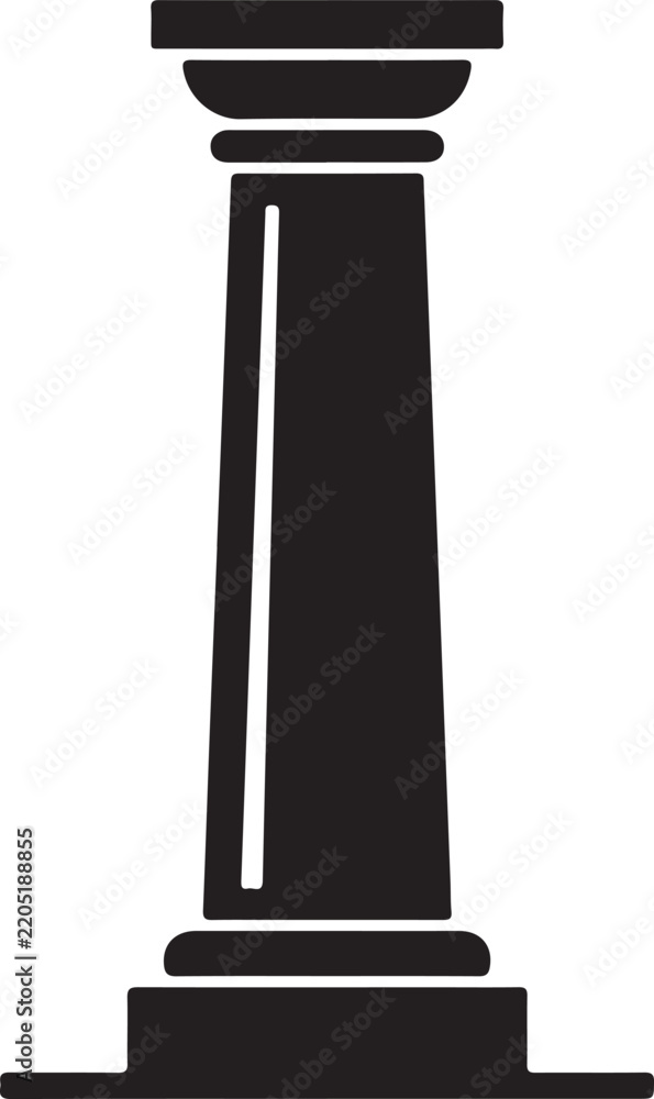 Fototapeta premium Black silhouette column icon for classical architecture design