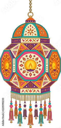 Colorful Decorative Hanging Lantern Illustration