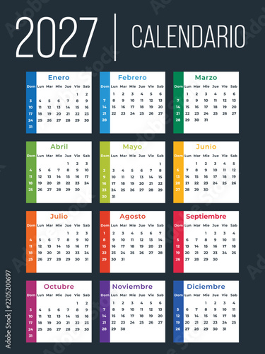  Spanish 2027 Annual Calendar Template with Sunday Start