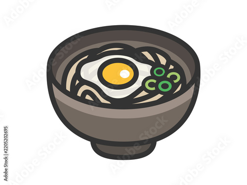 Naklejka 月見そばのアイコン（線画カラー）のイラスト