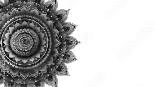 Intricate black and white mandala design