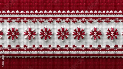 Red and white knitted snowflake pattern