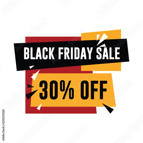 Black Friday sale announcement with 30 percent off discount banner.