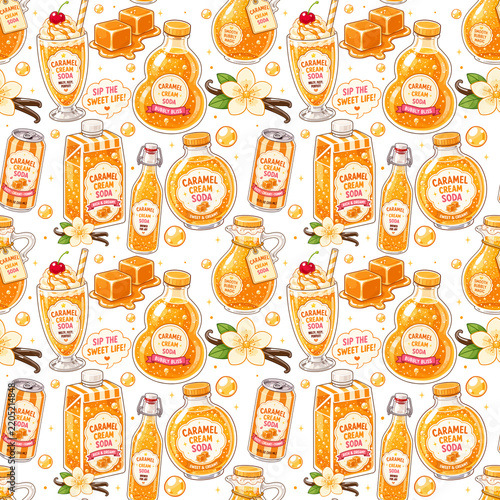 Cute Caramel Cream Soda Seamless 