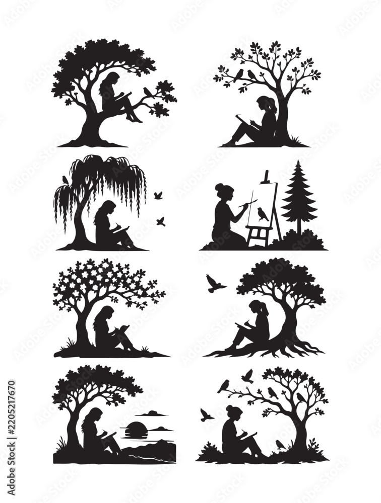 Fototapeta premium Creative Nature Moments & Woman with Bird Silhouette Collection