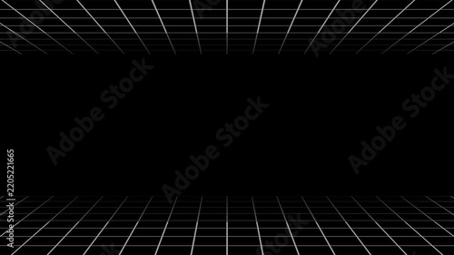 3d grid frame view display white color looping animation, grid floor perspective, white frame grid animation looping video on transparent background, 4k video 