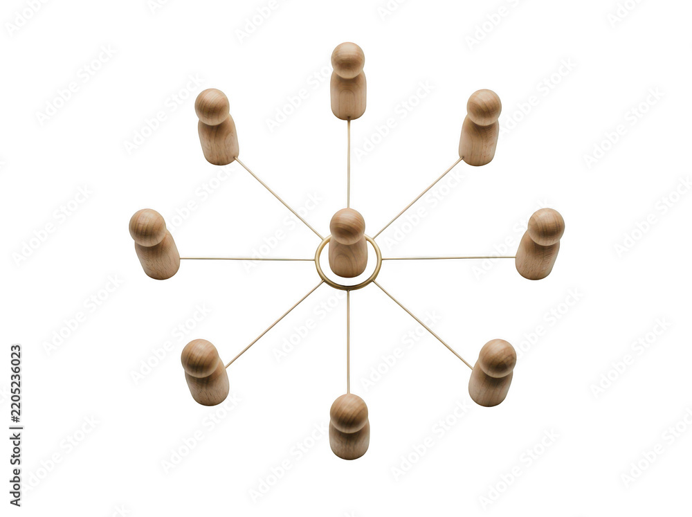 Obraz premium Wooden figures connected with each other isolated on transparent background