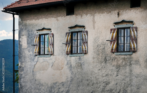 Exterior wall of Bled Castle in Slovenia