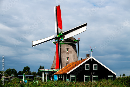 Classic scenery of windmill in the Netherlands, Zaanse Schans