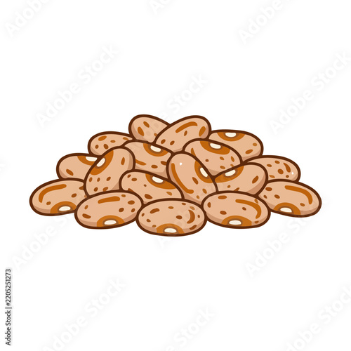 A small pile of fresh raw pinto beans for healthy cooking Vector