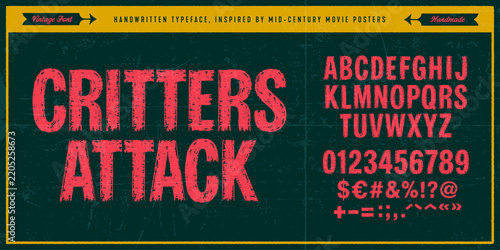 Handwritten Original Typeface Inspired by Vintage Pulp Books, Magazine Covers, B-Movies and Horror Films.
