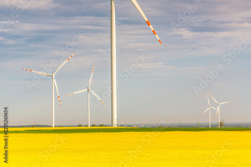 Nice view of the windmill fields in Blazejowice in Poland.