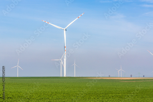 Nice view of the windmill fields in Wielowiec in Poland.