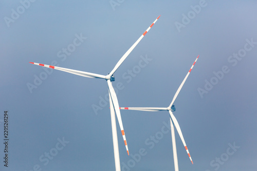 Nice view of the windmill fields in Wielowiec in Poland.