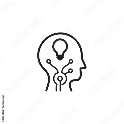 Minimalist mental wellness illustration with growing plant inside human head