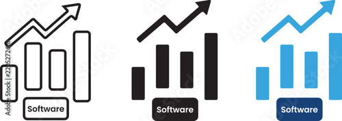Software growth chart with upward trend for business presentation mockup