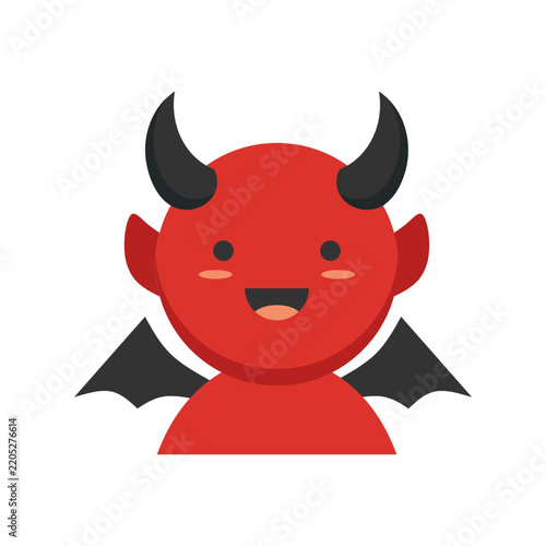 Cute little red devil cartoon mascot flat design vector illustration. Playful illustration of a cute cartoon red devil character with horns. cute red devil cartoon character