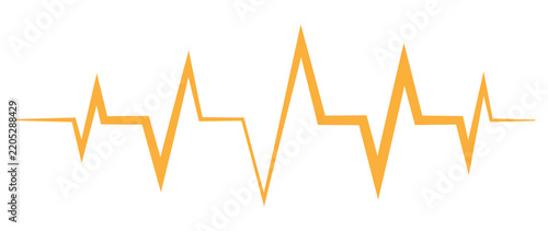 Yellow pulse wave heartbeat graph on transparent background