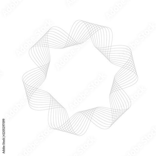 Abstract circular line wave geometric frame vector floral guilloche ornament pattern decorative round border element isolated