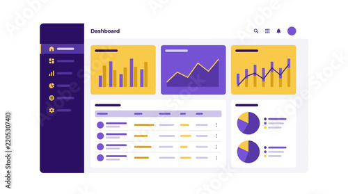 Dashboard Interface Design with Data Visualization Charts and Graphs, Showcasing a Modern and Functional User Experience.