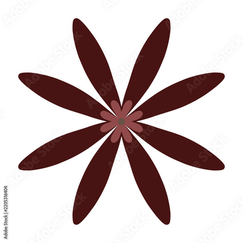 Simple Maroon Floral Blossom Icon Illustration