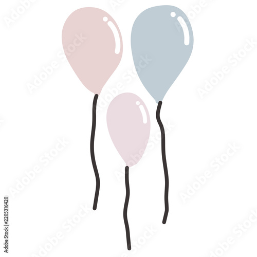 Pastel Floating Balloons Hand Drawn Illustration