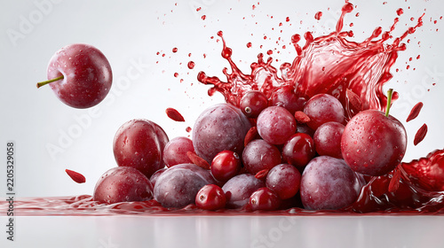 Red Apples Slicing with Juice Splash