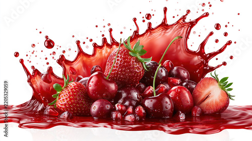 Fresh Red Berries with Juice Splash