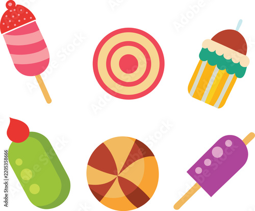 Vector illustration of some popular English sweets ice cream and Chocolate