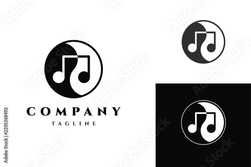 Yin Yang Music Note Harmony Logo Design Template