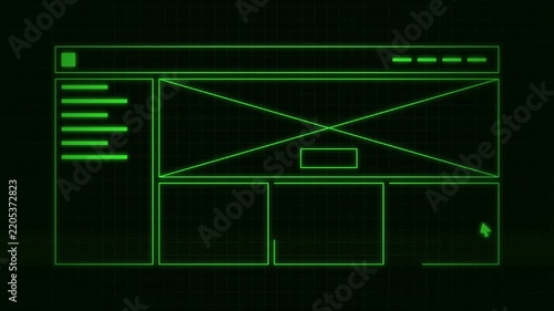 Retro green computer terminal text displaying system initialization on black screen display with monospaced lines and blinking cursor showing a boot sequence code boot data technology monospaced