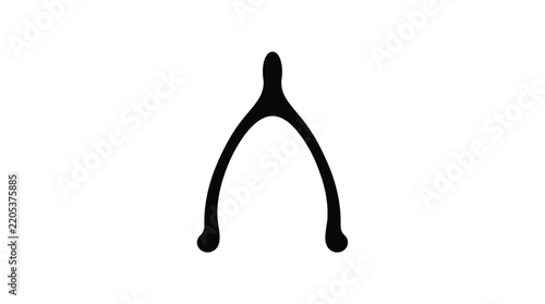 Black wishbone silhouette against a white background silhouette