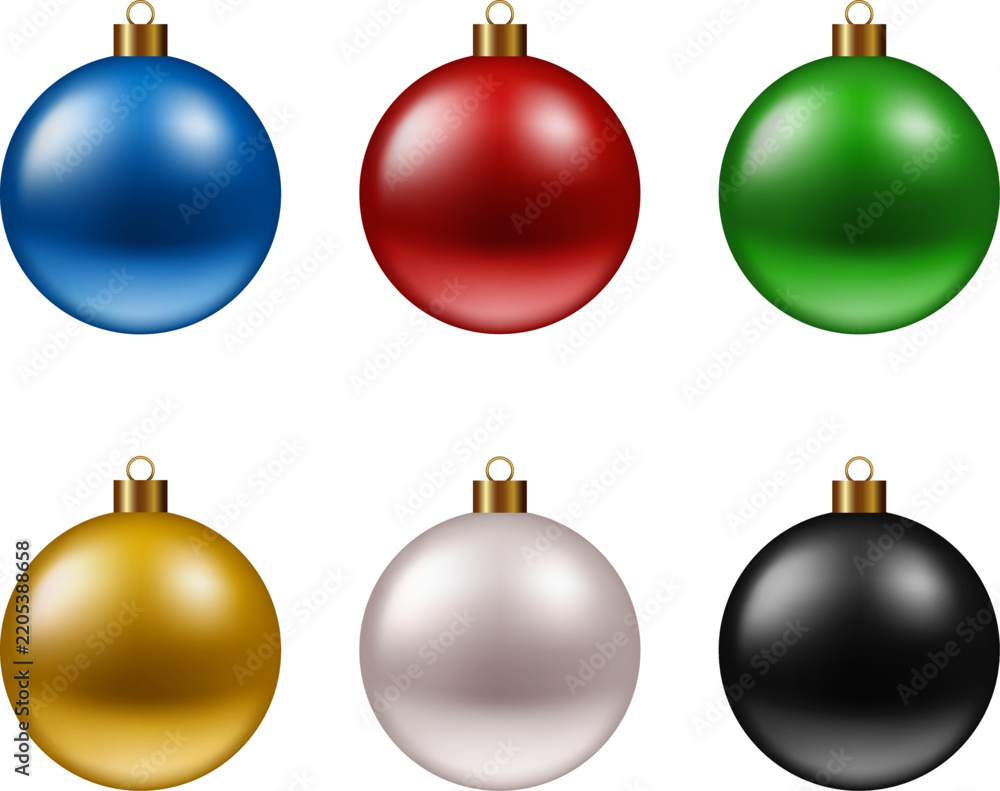 Obraz premium set of christmas baubles. collection of 3d glossy christmas balls in different colors. Isolated christmas decorations