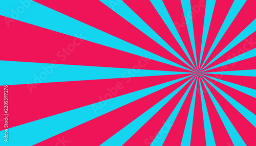 Blue Pink Sunburst Radial Illustration Background. Abstract Comic Style Vector Banner Template Design