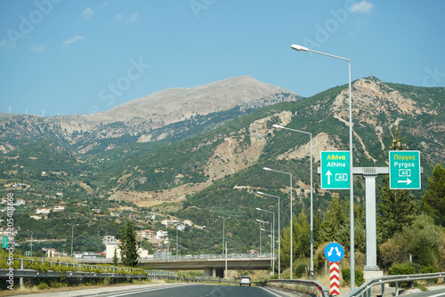 Glafkou road, passing under the Patras Bypass, also known as the Patras Peripheral Motorway.	