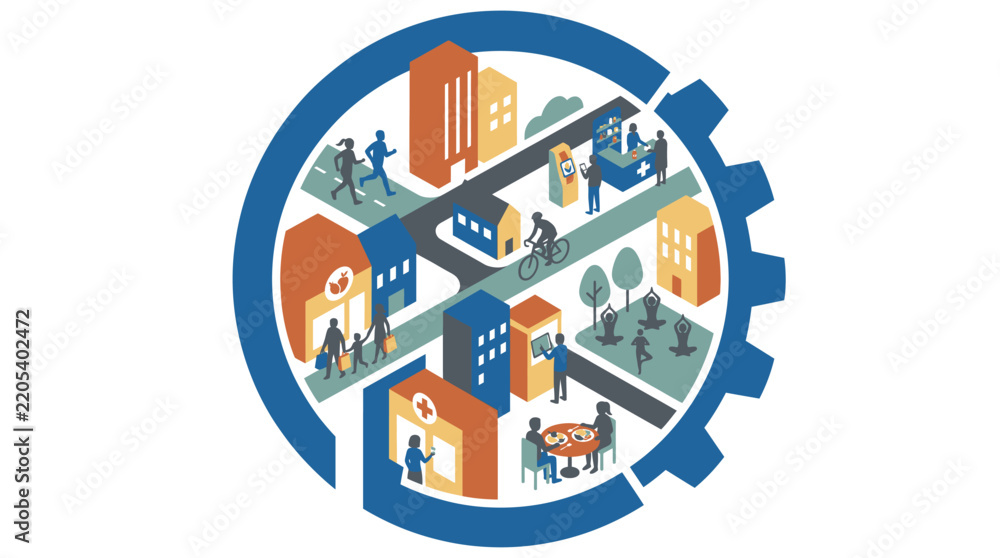 Obraz premium Community health and wellness lifestyle in urban city environment
