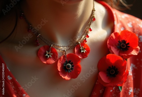 Poppy Tribute Focused Remembrance Silent Reflection Necklace of Honor Memory