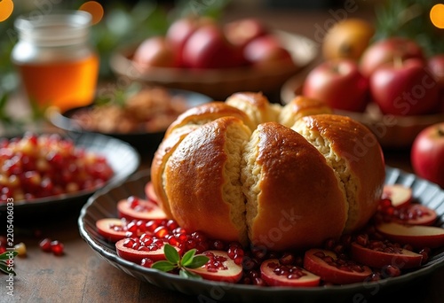 Rosh Hashanah Priestly Blessing Challah Apples Honey Pomegranate Traditional Dairy Feast
