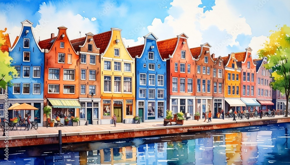 Obraz premium . Colorful Houses Along Canal