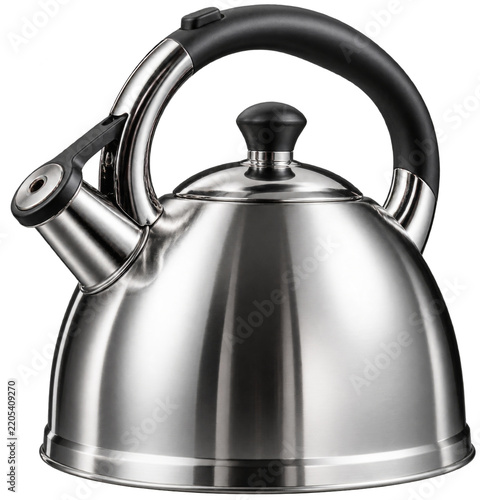 Metal Kettle on a White Background
