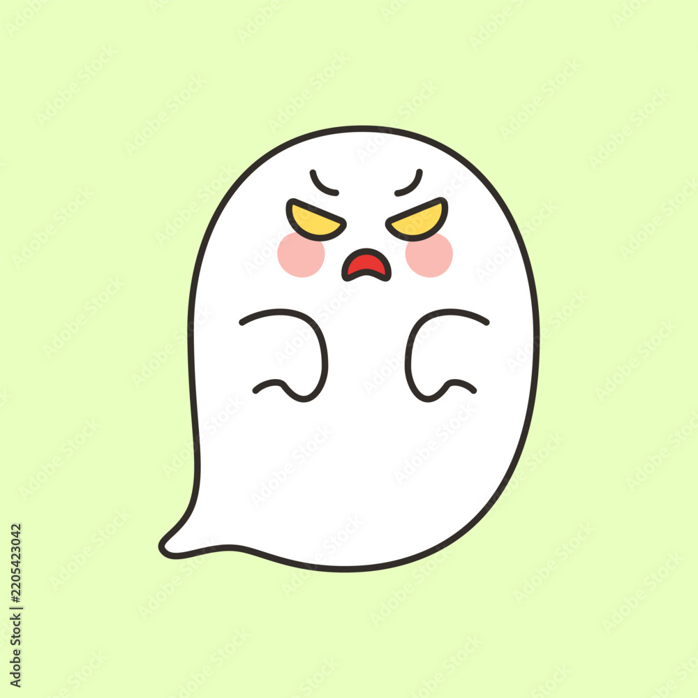 Fototapeta premium Angry Ghost Character With Furrowed Eyebrows
