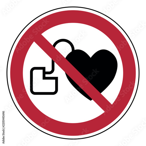 ISO 7010 P007 No Access for People with Active Implanted Cardiac Devices Prohibition Sign – Red Safety Symbol for Electromagnetic Hazard Areas