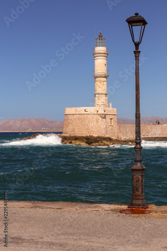 Venetian Lighthouse in Chania Harbor, Crete, Greece