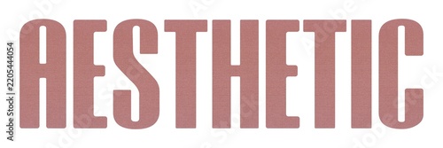 AESTHETIC word with terracotta colored fabric texture on white background.